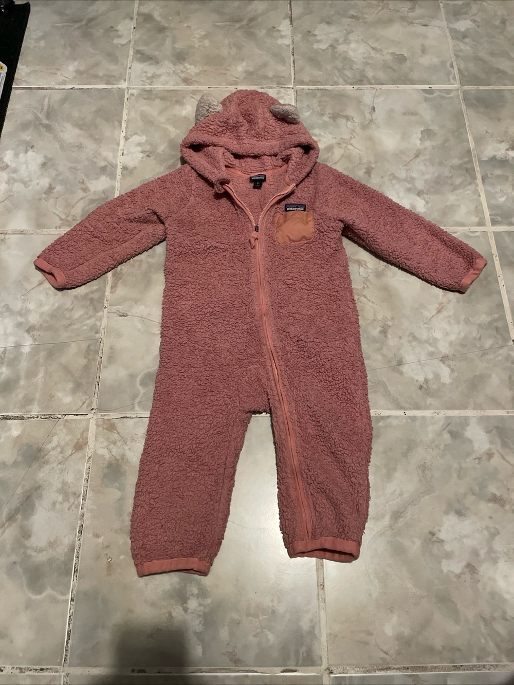 Patagonia Kids Furry Friends Bear Fleece Bunting Pink SZ 2T